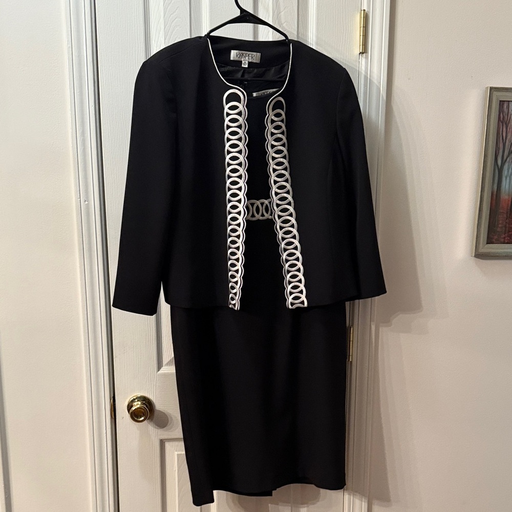 Kasper Black Suit with White Accents